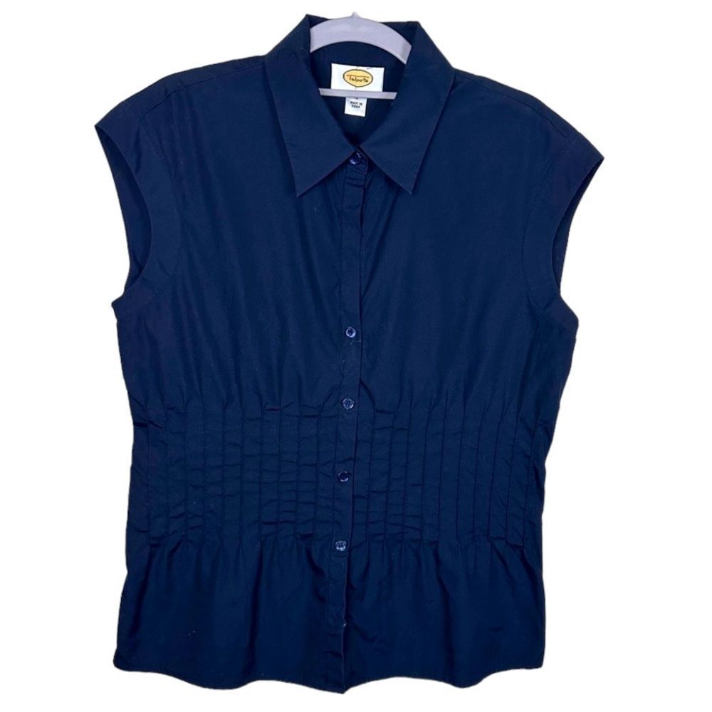 Talbots Navy Button Down Sleeveless top .  size: 8